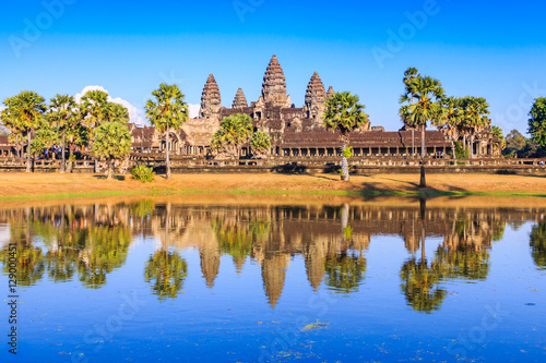 Angkor Wat  Cambodia. View from across the lake.
