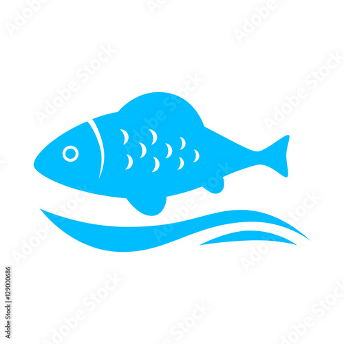 Blue fish vector icon