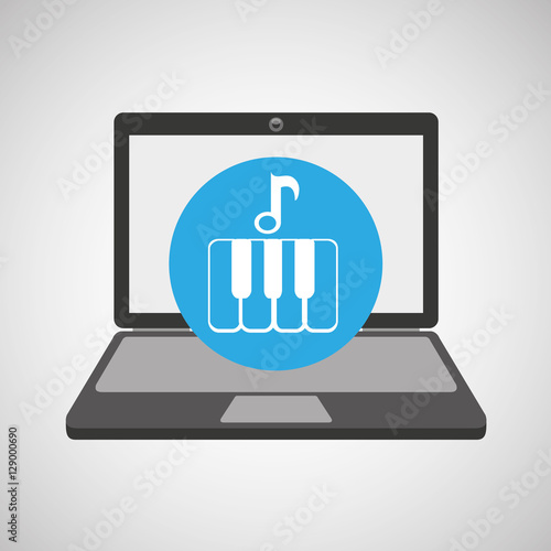 laptop music technologykeyboard piano vector illustration eps 10