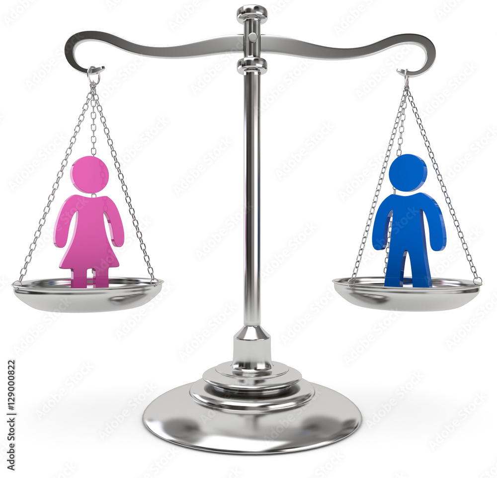 3d Waage gleichberechtigung von Männern und Frauen Stock