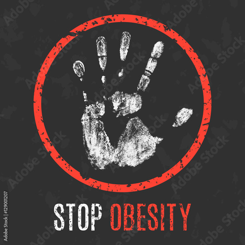 Vector illustration. Stop obesity.