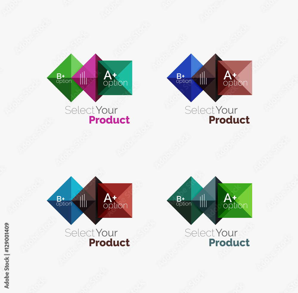 Set of abstract square interface menu navigation button Set of abstract square interface menu navigation button