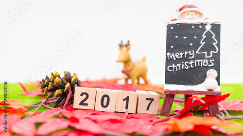 Merry Christmas and happy new year background and number 2017 t