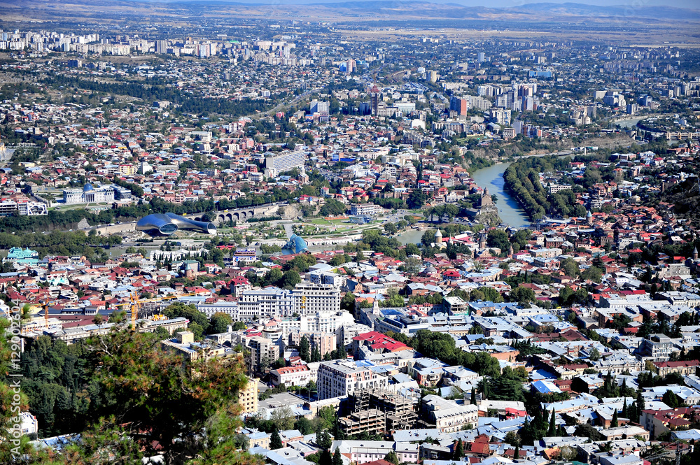 Aerial view of Tbilisi downtown
