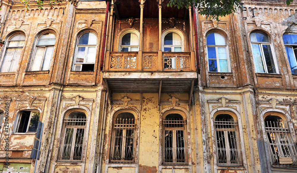 Facade of traditional house in Tbilisi old town