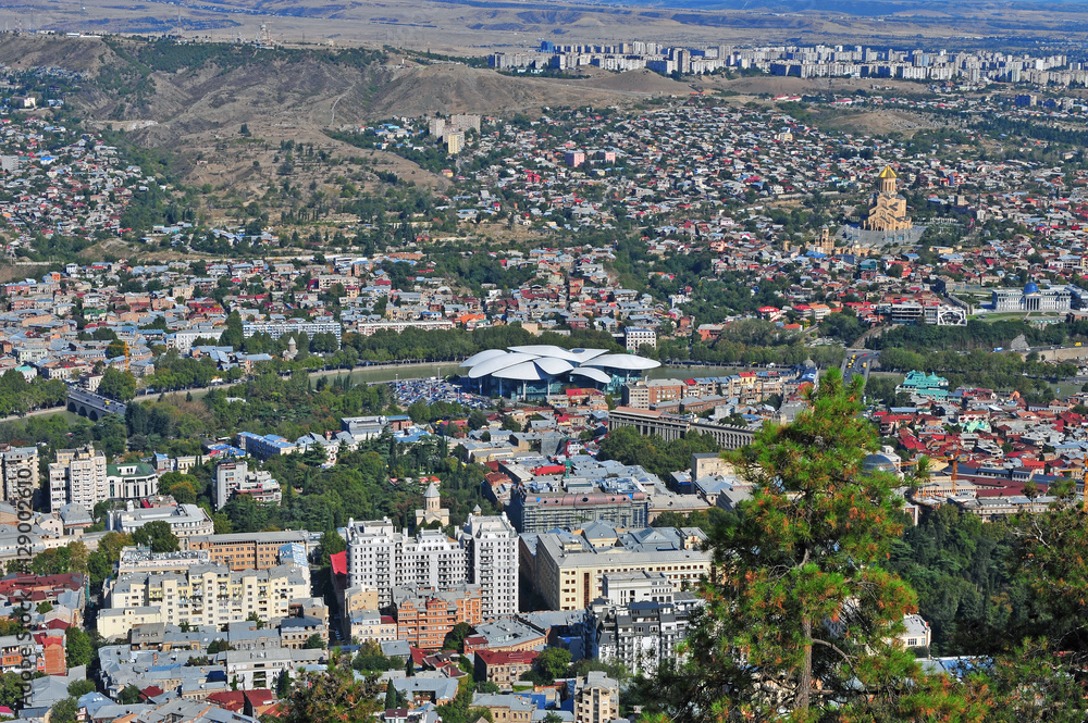 Top view of Tbilisi city, the capital of Georgia