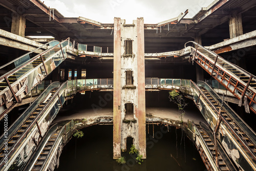 Abandoned building with escalators