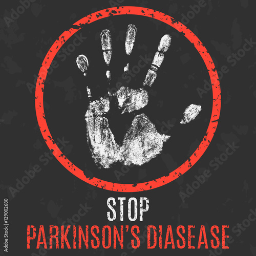 Vector illustration. Human diseases. Stop Parkinson's disease.