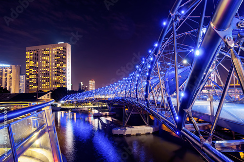 SINGAPORE - June 15, 2015. Helix DNA Bridge in Singapore, travel landmark