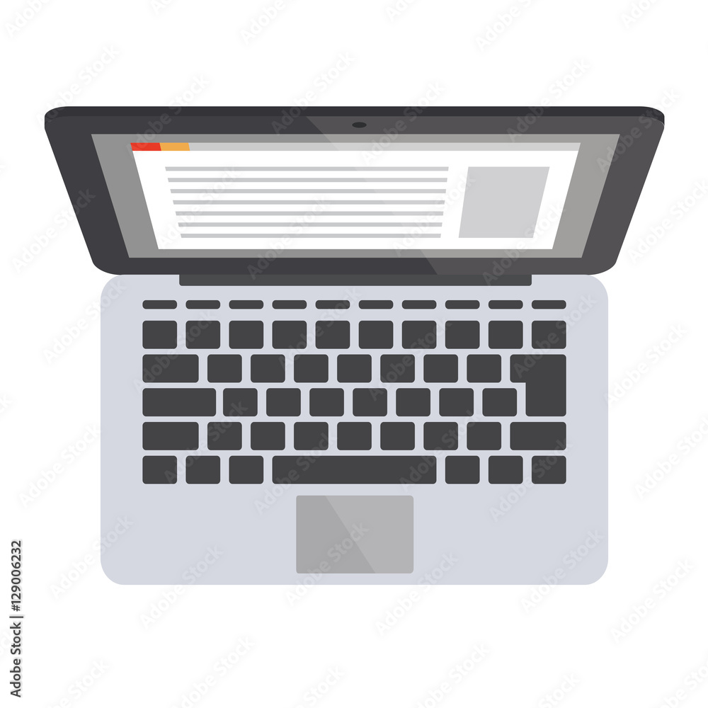 Flat opened laptop vector illustration. Top view. Flat opened laptop vector illustration. Top view.