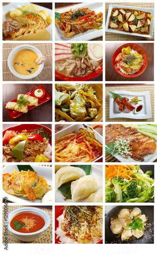 set of different chinese cuisine