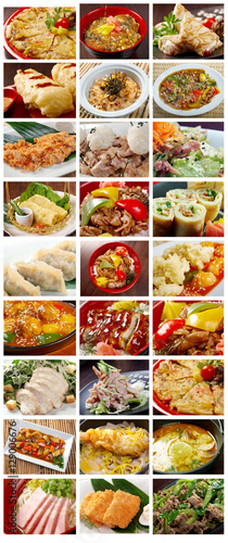 set of different chinese cuisine