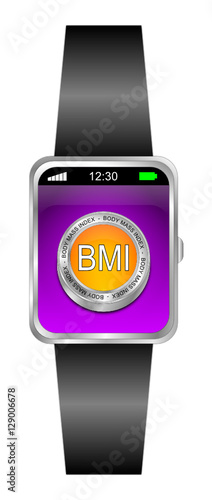 Smartwatch with BMI - Body Mass Index Button - 3D illustration
