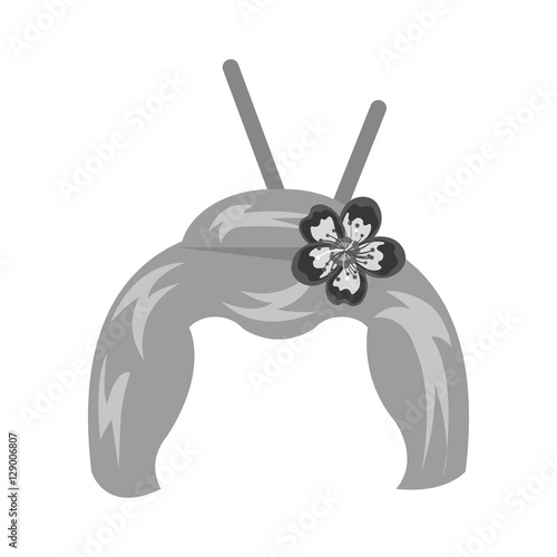 geisha wig hair style icon vector illustration design