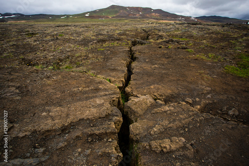 Obraz na płótnie Сrack in the ground from the volcano. Iceland.
