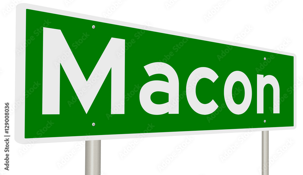 A 3d rendering of a green highway sign for Macon, Georgia A 3d rendering of a green highway sign for Macon, Georgia