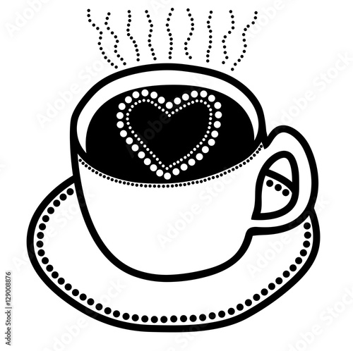 Vector illustration of coffee cup black and white