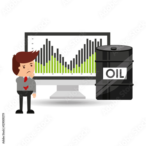 oil and petroleum industry worried businessman price falls vector illustration eps 10