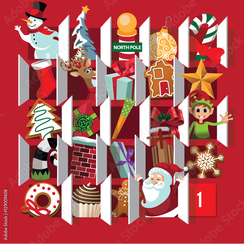 Countdown to Christmas Advent Calendar. Day 2. EPS 10 vector.