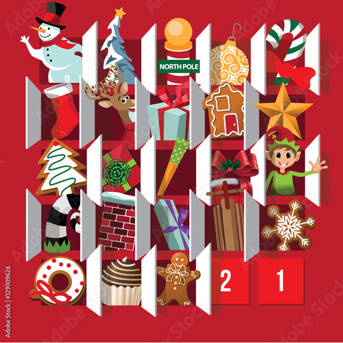 Countdown to Christmas Advent Calendar. Day 3. EPS 10 vector.