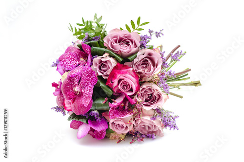 Fototapeta Naklejka Na Ścianę i Meble -  Wedding bouquet made of pink roses and orchids