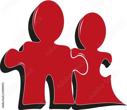 Puzzle pieces man and woman