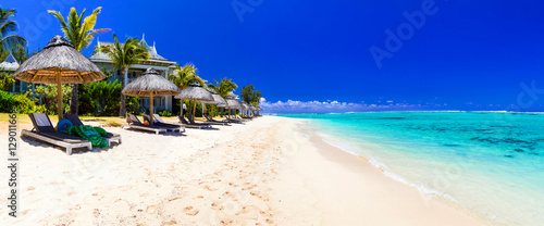 Serene tropical holidays - perfect white sandy beaches of Mauritius island
