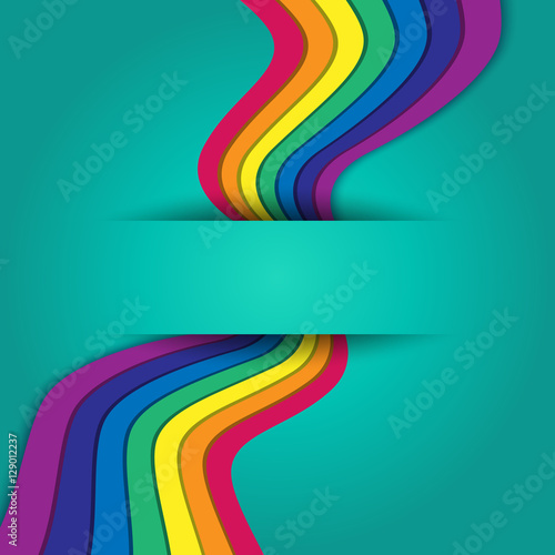 Rainbow on blue. Rainbow abstract background. Rainbow border. Ra