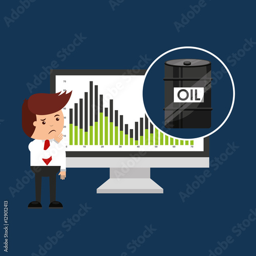 oil and petroleum industry worried businessman price falls vector illustration eps 10