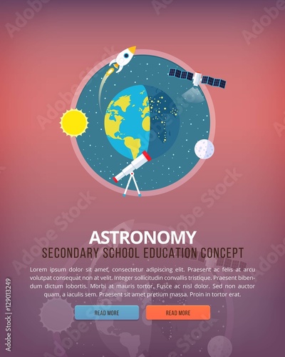 Education and science concept illustrations. Science of Earth and planet structure. Astronomy Knowledge of athmospherical phenomena. Flat vector design banner.