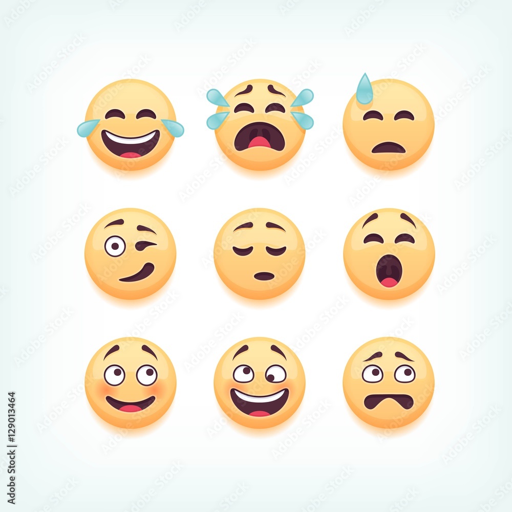 Set of emoticons, emoji isolated on white background, vector illustration. Set of emoticons, emoji isolated on white background, vector illustration.