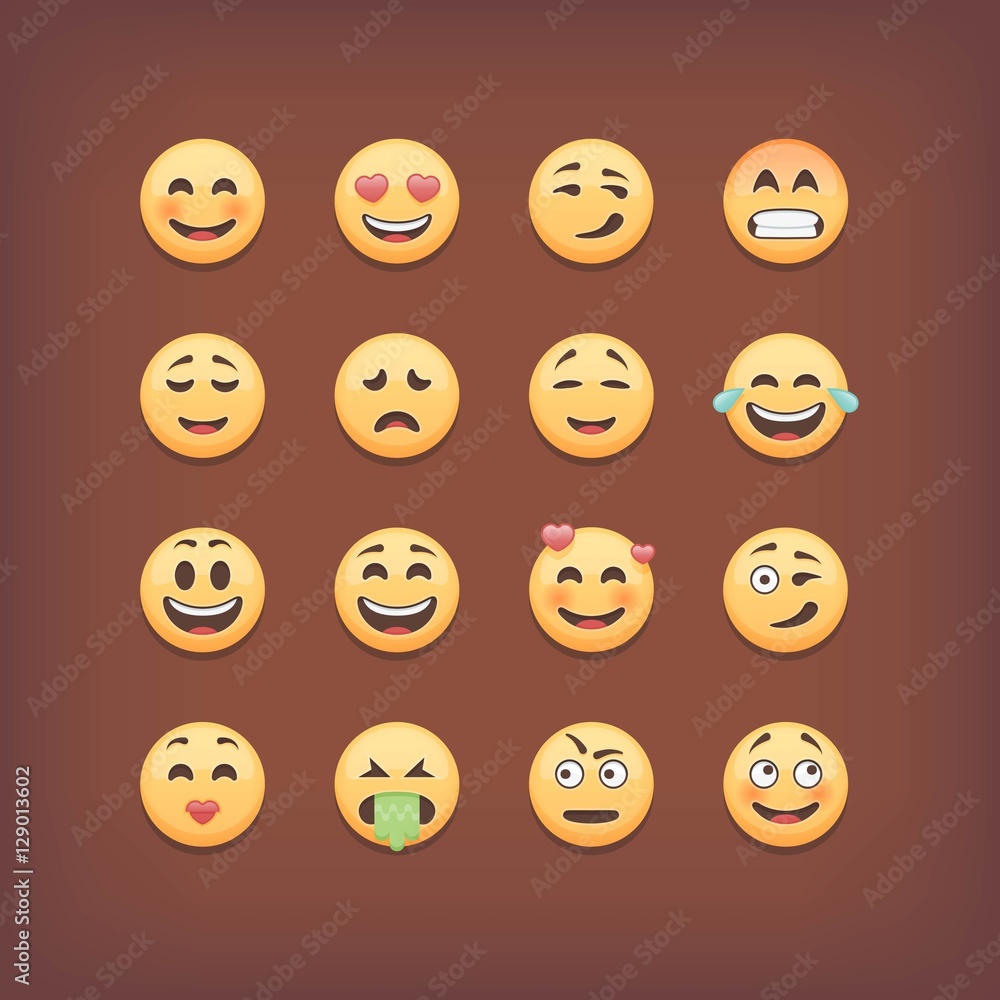 Set of emoticons and smileys faces. Vector icons collection Set of emoticons and smileys faces. Vector icons collection