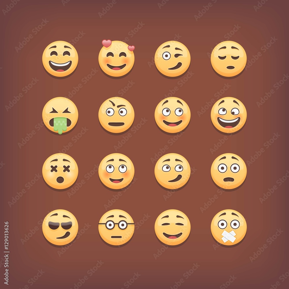 Set of emoticons and smileys faces. Vector icons collection Set of emoticons and smileys faces. Vector icons collection
