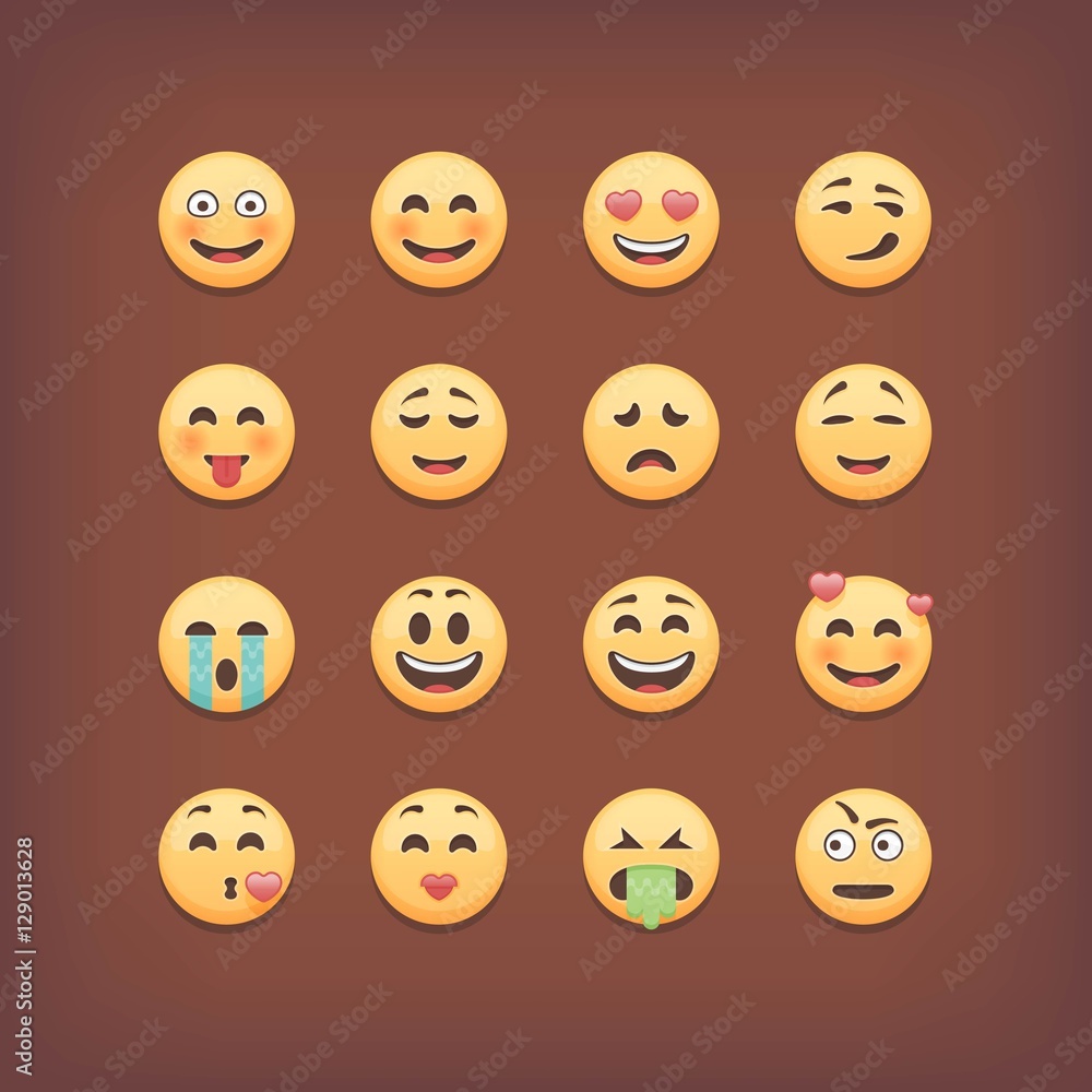 Set of emoticons and smileys faces. Vector icons collection