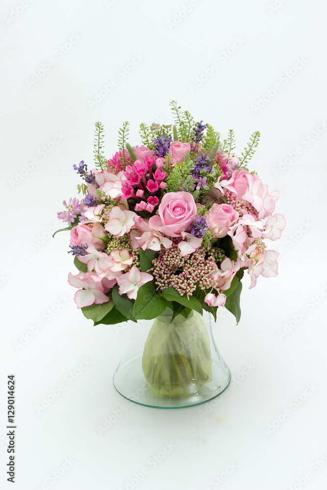 Pink wedding bouquet isolated on a white background	