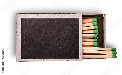 Open box of matches top view
