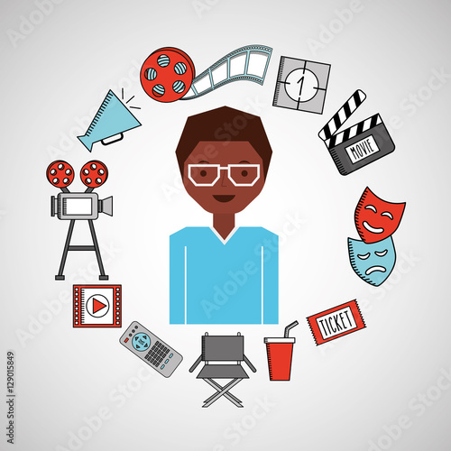 cartoon boy movie cinema icons vector illustration eps 10