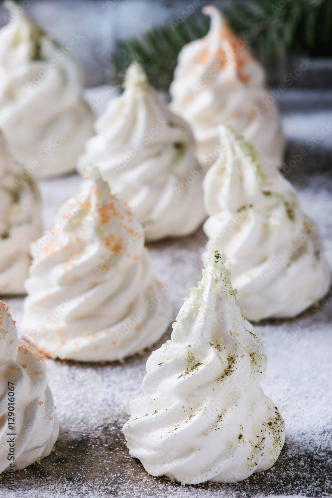 French meringue as Christmas fir tree French meringue as Christmas fir tree
