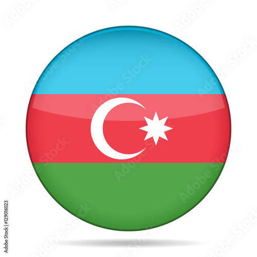 Free Download Flag of Azerbaijan. Shiny round button. - GFXLoad