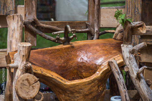 Vintage handmade wooden sink