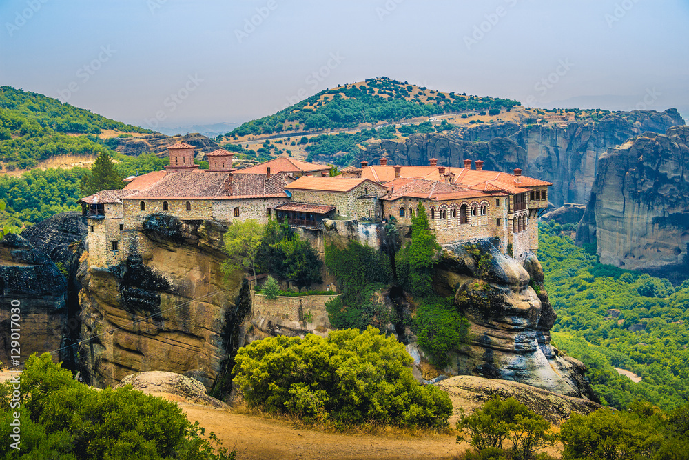 Greece. Meteora - incredible sandstone rock formations. The Holly Monastery