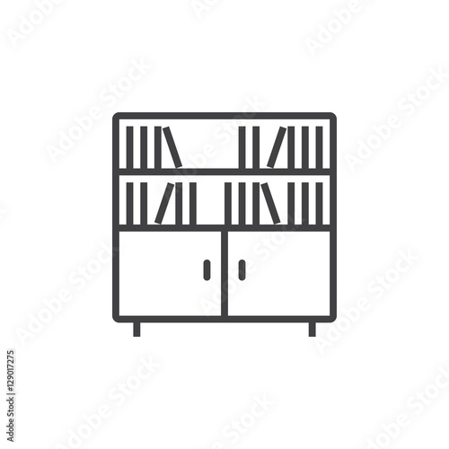 Bookcase line icon, outline vector sign, linear pictogram isolated on white. logo illustration