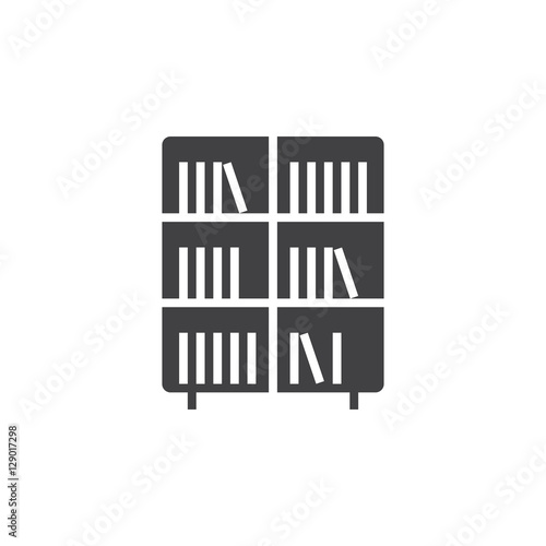 bookshelf icon vector, solid flat sign, pictogram isolated on white, logo illustration
