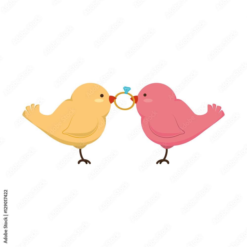 birds wedding card celebration vector illustration design