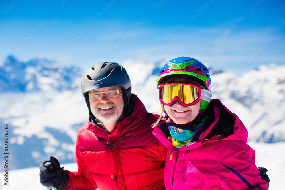 Ski and snow fun in winter mountains Ski and snow fun in winter mountains