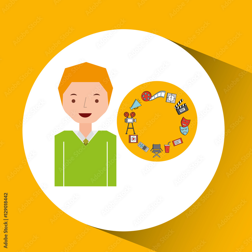 cartoon boy movie cinema icons vector illustration eps 10 cartoon boy movie cinema icons vector illustration eps 10