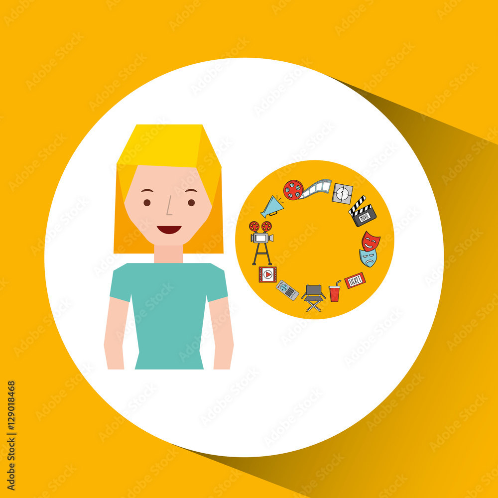 cartoon girl cinema movie icons vector illustration eps 10 cartoon girl cinema movie icons vector illustration eps 10