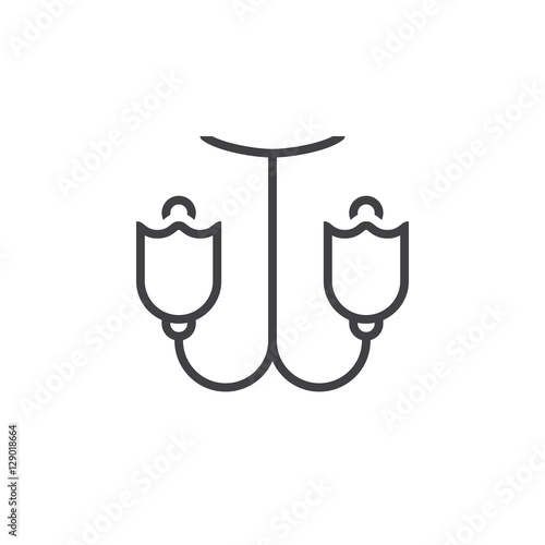 ceiling lamp line icon, outline vector sign, linear pictogram isolated on white. logo illustration