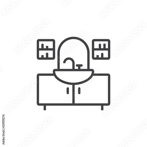 washstand line icon, outline vector sign, linear pictogram isolated on white. logo illustration