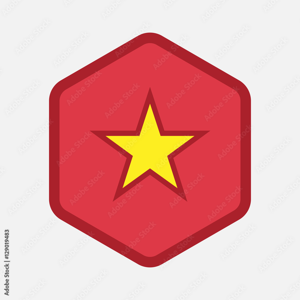 Isolated hexagon with the red star of communism icon Isolated hexagon with the red star of communism icon